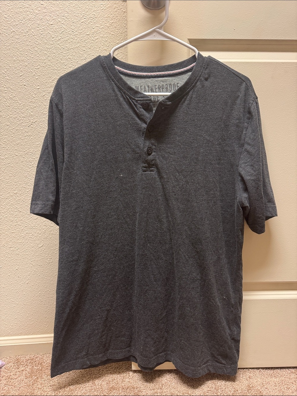 Weatherproof Men's Short Sleeve Henley - Charcoal Gray
